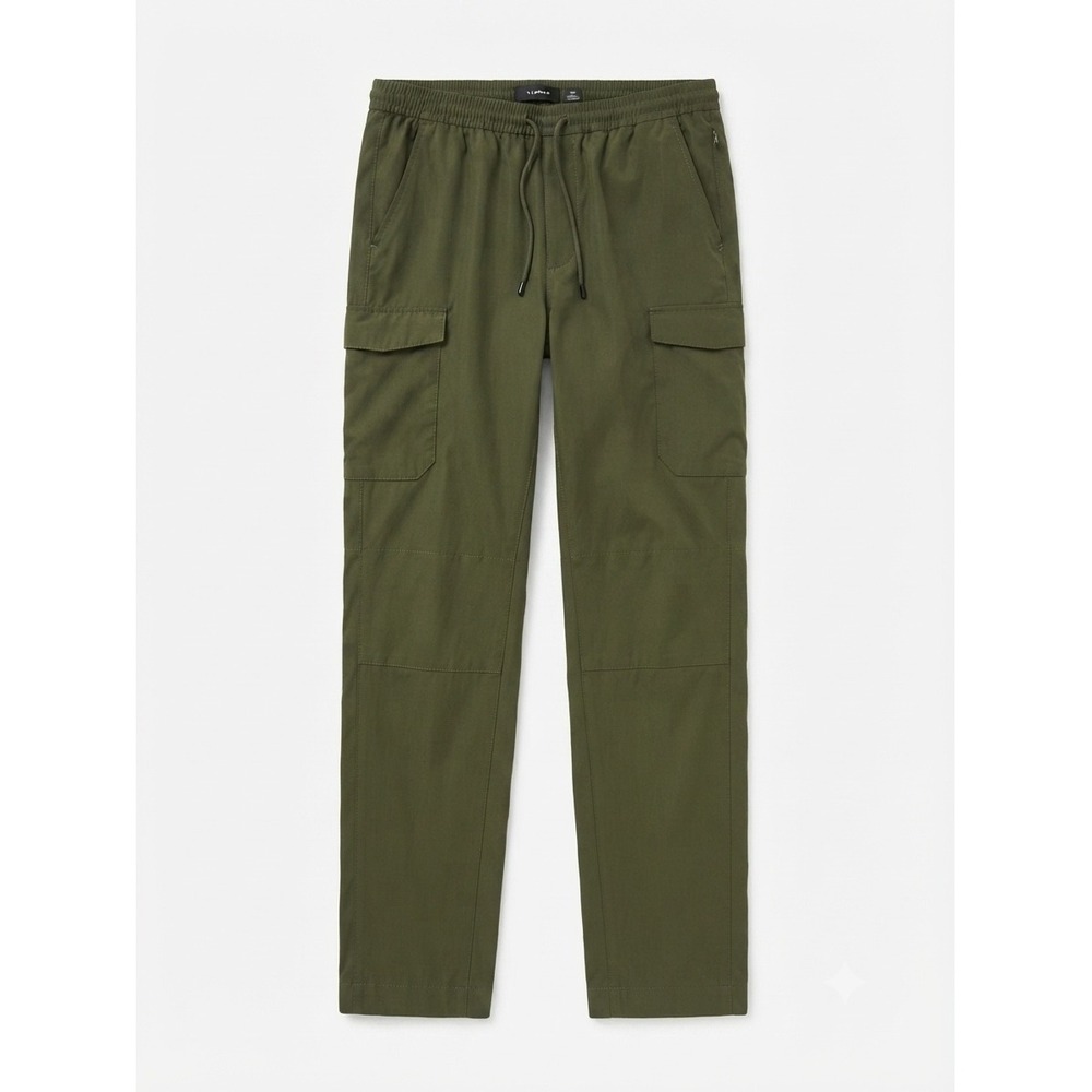Tahari Womens Cargo Jogger Pants Olive Green Elastic Waist Medium